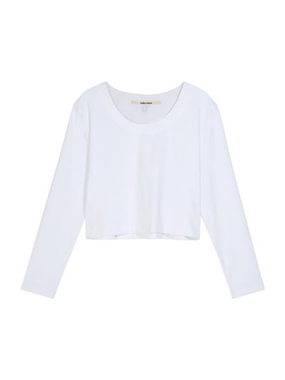 MAKE A TOAST LOGO ROUND CROPPED T-SHIRT - WHITE