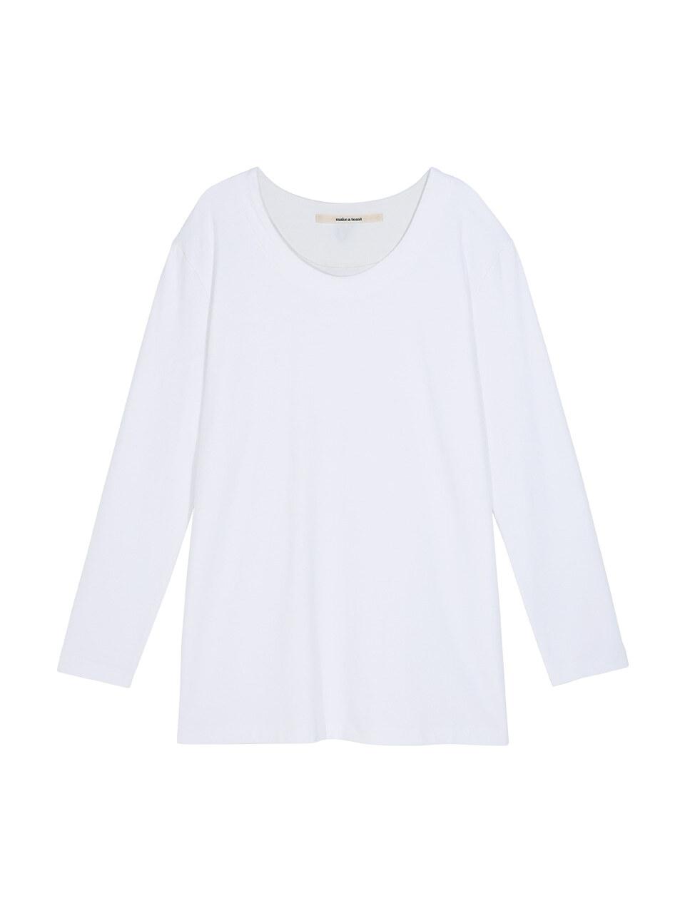 MAKE A TOAST LOGO ROUND LONG T-SHIRT - WHITE