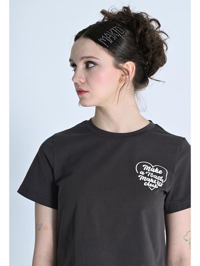 MAKE A TOAST MAKTO HEART PRINT CROPPED T-SHIRT GREY MBCSTO020GR