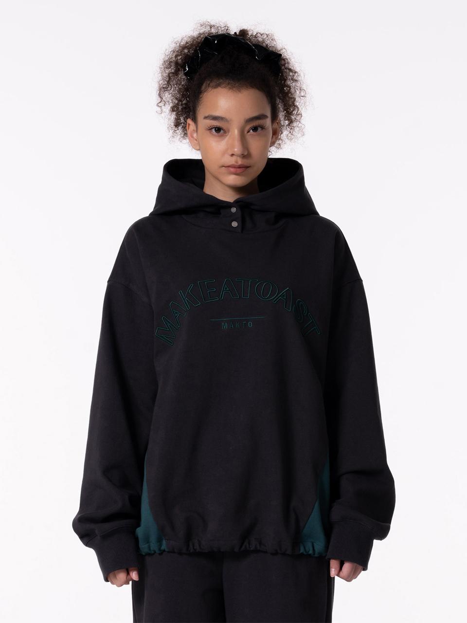 MAKE A TOAST MAKTO LOGO EMBROIDERY HOODED SWEATSHIRT - GRAY