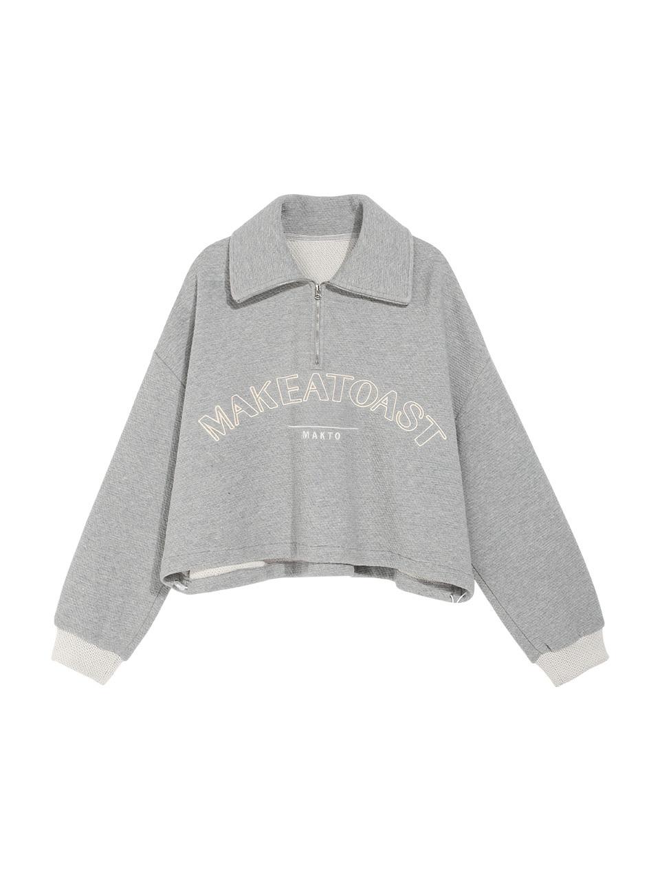MAKE A TOAST REVERSAL LOGO HALF ZIP-UP SWEATSHIRT GRAY MBCSTO007GR