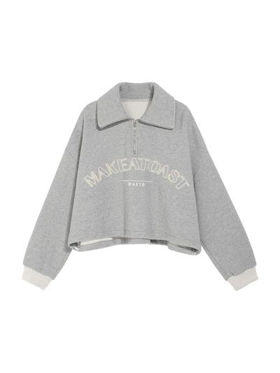 MAKE A TOAST REVERSAL LOGO HALF ZIP-UP SWEATSHIRT GRAY MBCSTO007GR