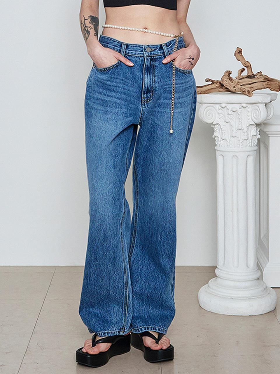 MAKE A TOAST ROW RISE DENIM PANTS BLUE MTBBSPA01124
