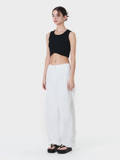 MAKE A TOAST SIDE SHIRRING JOGGER PANTS WHITE MBCSPA005WH