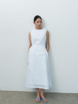 MAKE A TOAST Two-way Belted Pocket Sleeveless Dress [Beige] (MBESOP004WH)