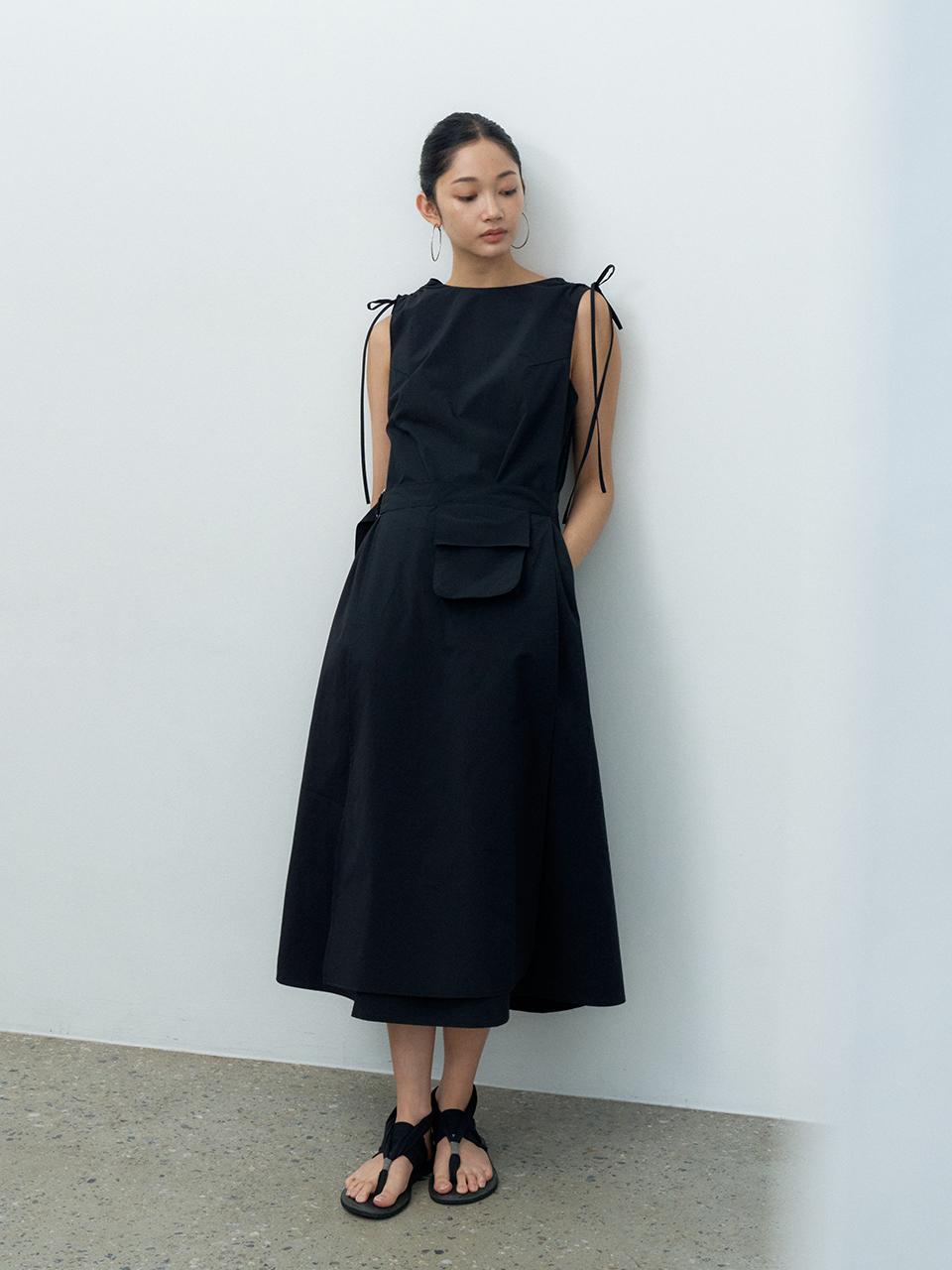 MAKE A TOAST Two-way Belted Pocket Sleeveless Dress [Black] (MBESOP004BK)