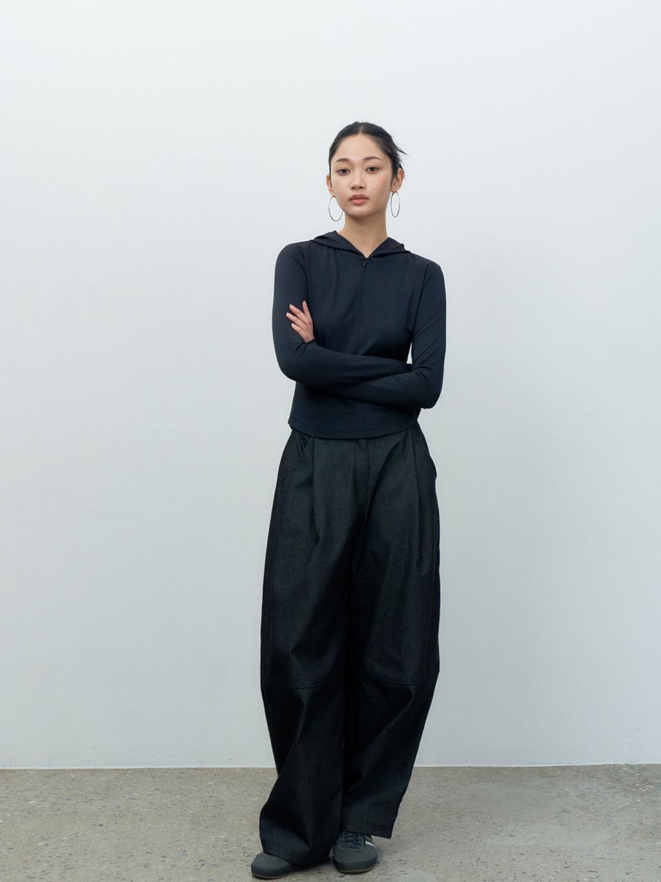 MAKE A TOAST Volume Wide-leg Cotton Denim [Black] (MBESPA011BK)