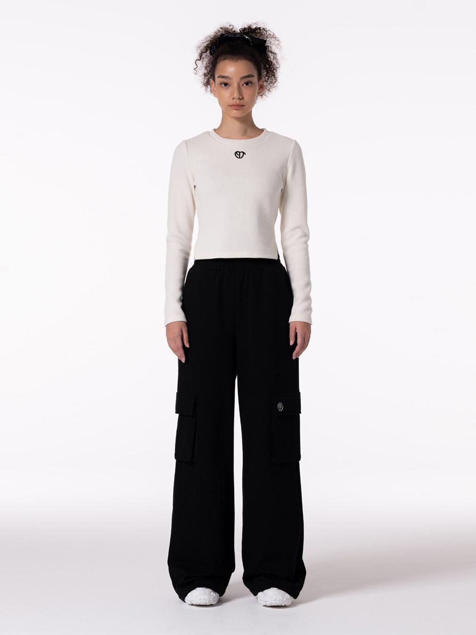MAKE A TOAST WAIST LAYERED BANDING PANTS - BLACK