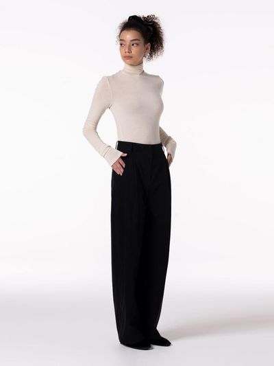 MAKE A TOAST WIDE TWO TUCK SLACKS - BLACK