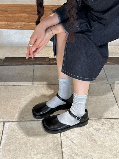 MakMade Clam Mary Jane Sandals Loafer_Black