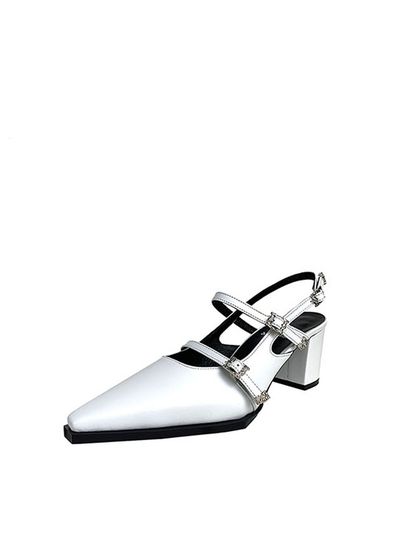 MakMade Mood Still Stone Three Strap Slingback_White
