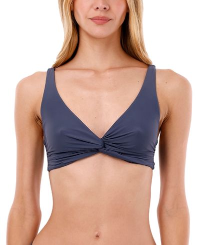 Malai Malai Deep Blue Knotty, Full-Coverage, Twist Front Bikini Top
