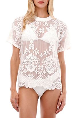 MALAI MALAI Encaje Oversize Lace Cover-Up T-Shirt