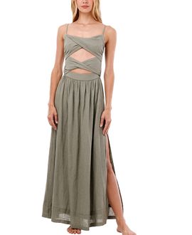 Malai Malai Serenity Linen Wavelet Twixted Cutout Maxi Dress