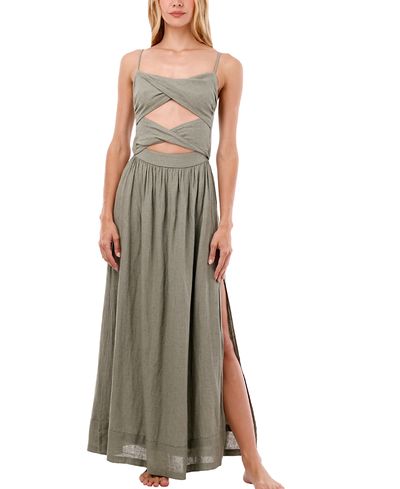 Malai Malai Serenity Linen Wavelet Twixted Cutout Maxi Dress