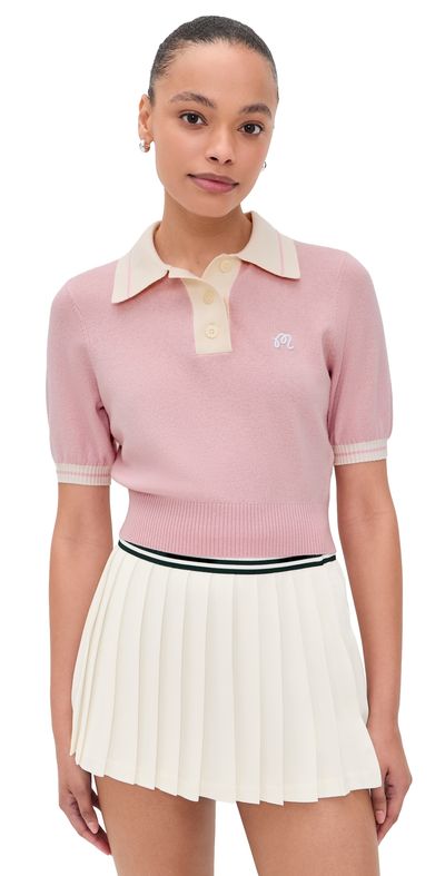 Malbon Golf Malbon Golf Mikayla Wool Knit Polo Pull Over Dusty Rose
