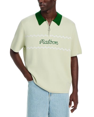 Malbon Malbon Benny Quarter Zip Cotton Logo Polo Shirt
