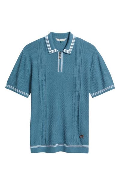 MALBON MALBON Navarro Textured Cotton Zip Polo