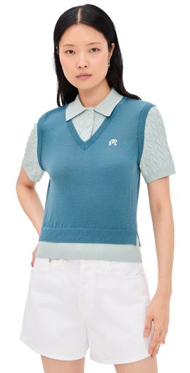 Malbon Malbon Veronica Polo Pullover Aegean Blue/Surf Spray