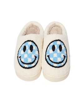 Malibu Sugar Malibu Sugar Girls' Plush Checkered Happy Face Slippers