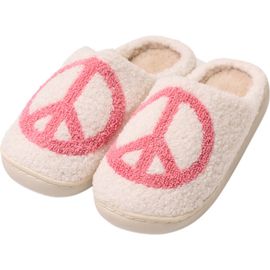 Malibu Sugar Malibu Sugar Plush peace symbol slippers