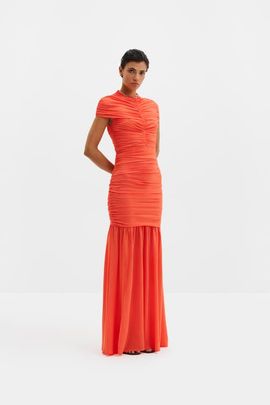 Malina Malina Loana Draped Chiffon Maxi Dress