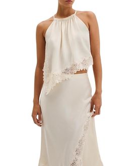 Malina Malina Madina Asymmetric Lace Hem Top