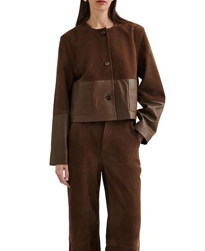 Malina Malina Marcie Suede Leather Cropped Jacket