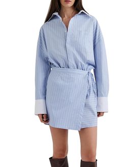 Malina Malina Portea Wrapped Long Sleeve Shirt Dress