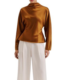 Malina Malina Zora Barrel Sleeve Satin Blouse