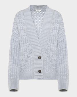 Malo Anna Cashmere Cable-Knit V-Neck Cardigan