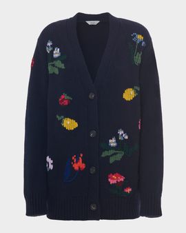 Malo Dalia Embroidered Cashmere V-Neck Cardigan