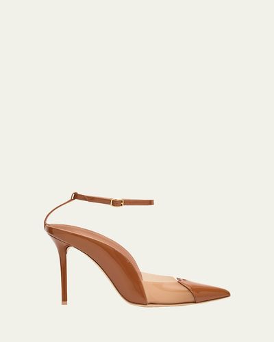 Malone Souliers 100mm Malia PVC and Patent Leather Pumps