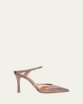 Malone Souliers 90mm Yola Metallic Leather Mule Pumps