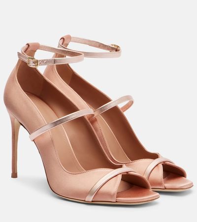 Malone Souliers Malone Souliers Cynthia 90 leather-trimmed satin sandals