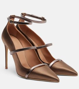 Malone Souliers Malone Souliers Diaz 100 leather-trimmed satin pumps