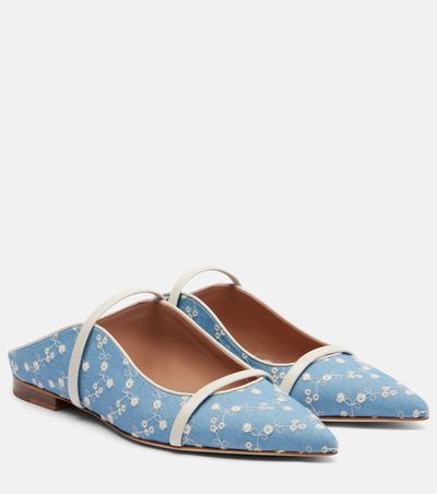 Malone Souliers Malone Souliers Maureen leather-trimmed denim mules