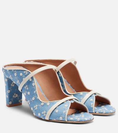 Malone Souliers Malone Souliers Norah 70 leather-trimmed denim mules