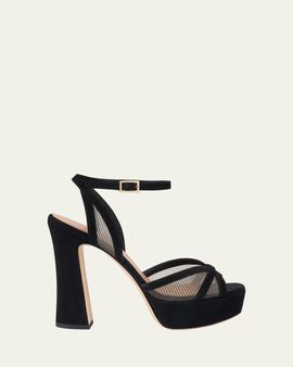 Malone Souliers Sylvie 125mm Suede & Mesh Platform Sandals