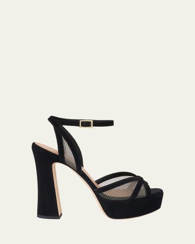 Malone Souliers Sylvie 125mm Suede & Mesh Platform Sandals