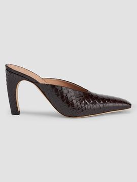 Malone Souliers Women's Rowe 90MM Croc-Embossed Leather Mules