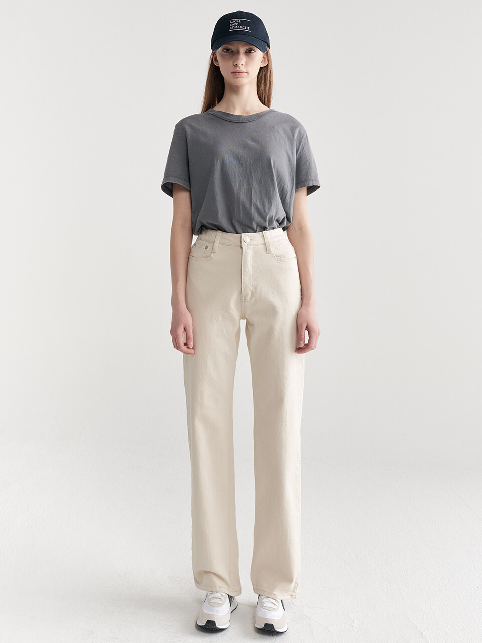 MaLoupe 9106 Color Denim Pants_Cream