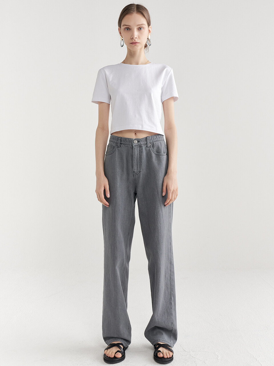 MaLoupe 9107 Wide Denim Pants_Grey