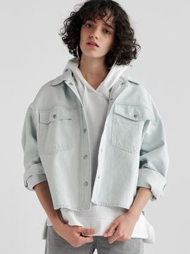 MaLoupe 9401 Oversized Denim Short Jacket_Light Indigo