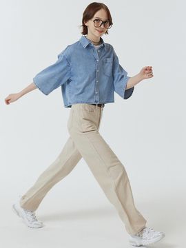 MaLoupe Summer Light Weight Linen Color Denim Pants