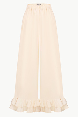 Malva Florea Malva Florea Wide-Leg Ruffle-Hem Trousers