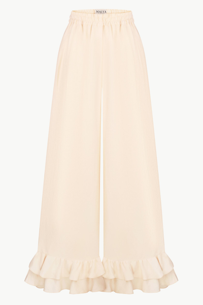 Malva Florea Malva Florea Wide-Leg Ruffle-Hem Trousers