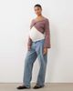 Mama.licious Mamalicious Maternity 2 function cropped sweater with scrunch detail in burgundy melange-RED - 4