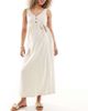 Mama.licious Mamalicious Maternity 2 function nursing button through maxi sundress in cream-Neutral - 4