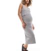 Mama.licious Mamalicious Maternity 2 function nursing ribbed midi dress in gray - 1